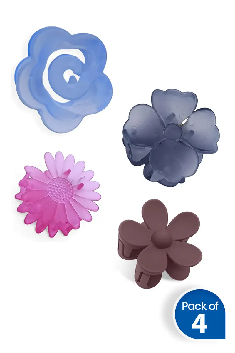 Pack of 4 Floral Hair Claw Clips for Women