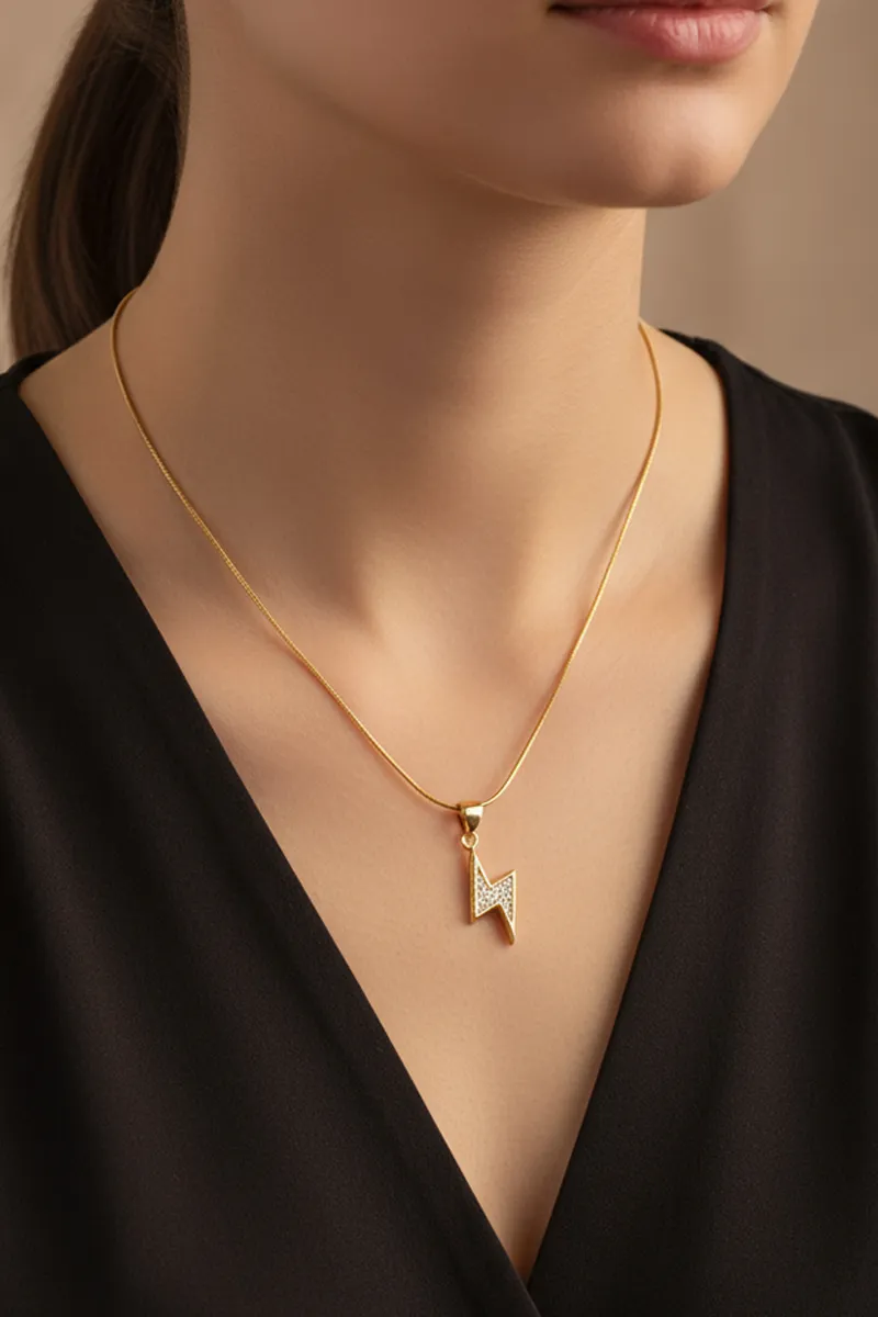 Thunder Pendant Chain with CZ Stones for Women & Girls