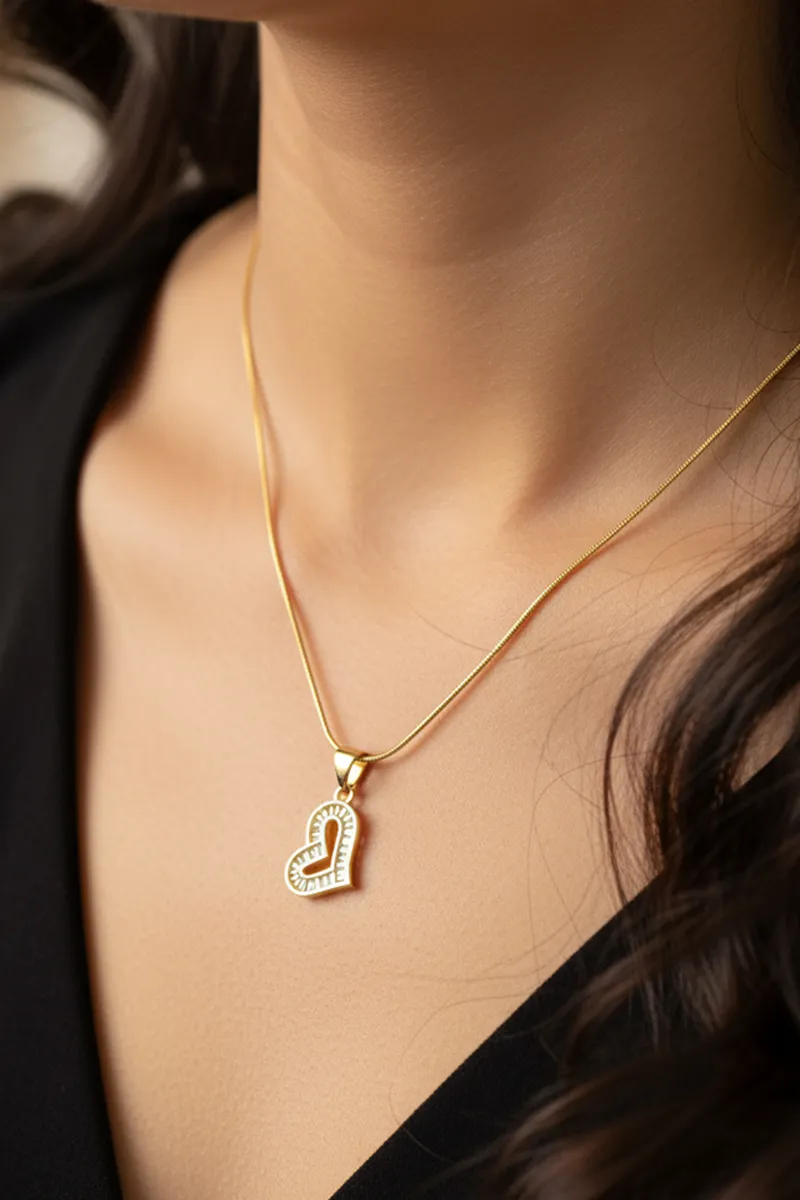 Heart Pendant Chain with CZ Stones for Women & Girls JWNC00019GOL