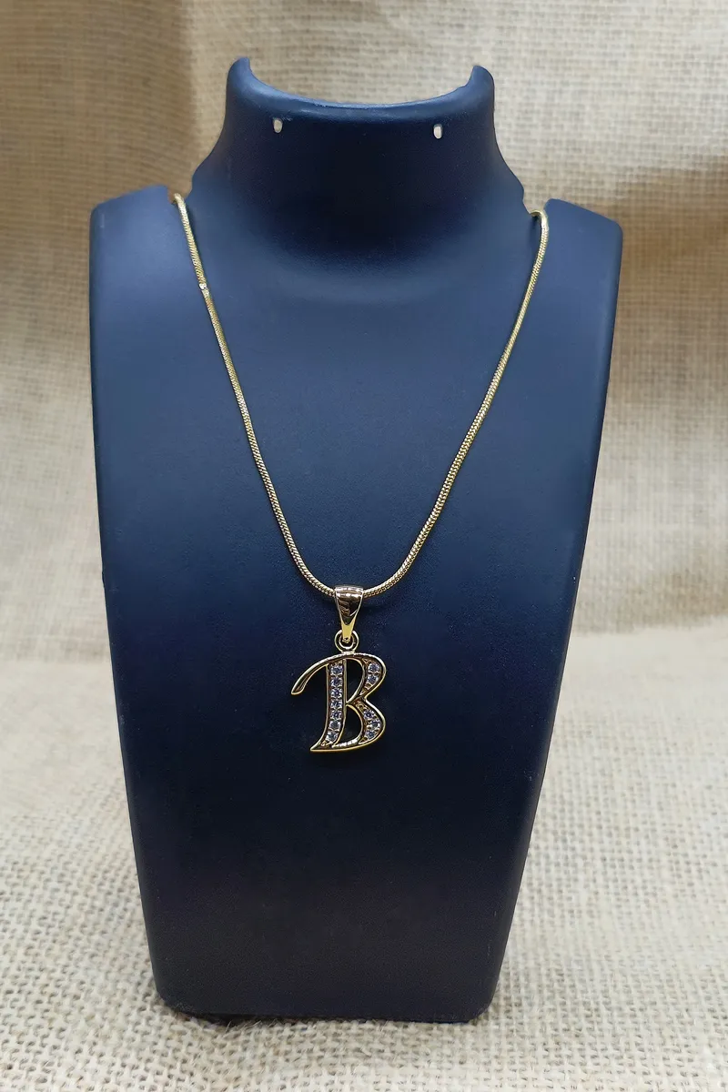 B Letter Pendent Chain for Women & Girls JWNC00022GOL