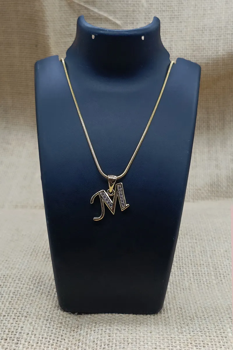 M Letter Pendent Chain for Women & Girls JWNC00028GOL