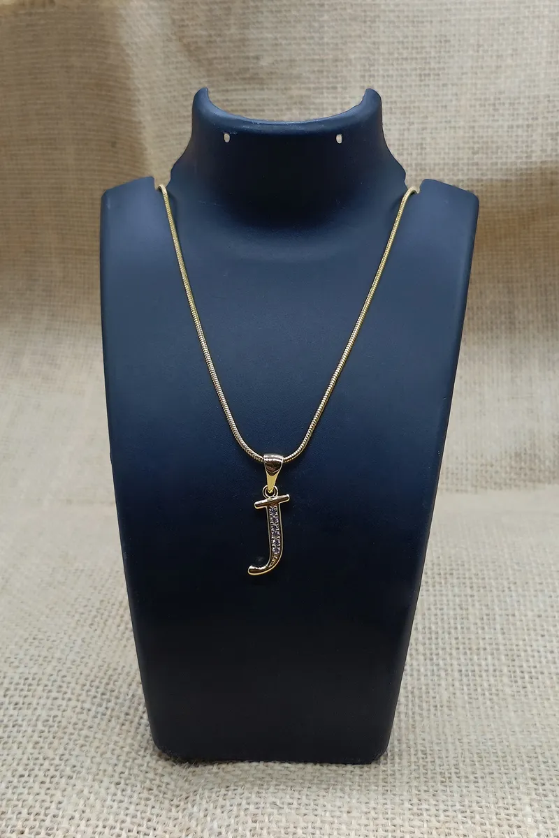 J Letter Pendent Chain for Women & Girls JWNC00029GOL