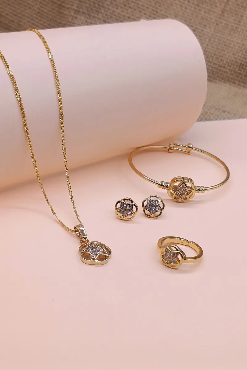 Star Floral Jewellery Set for Little Girls - 4 Piece Combo Gift Set