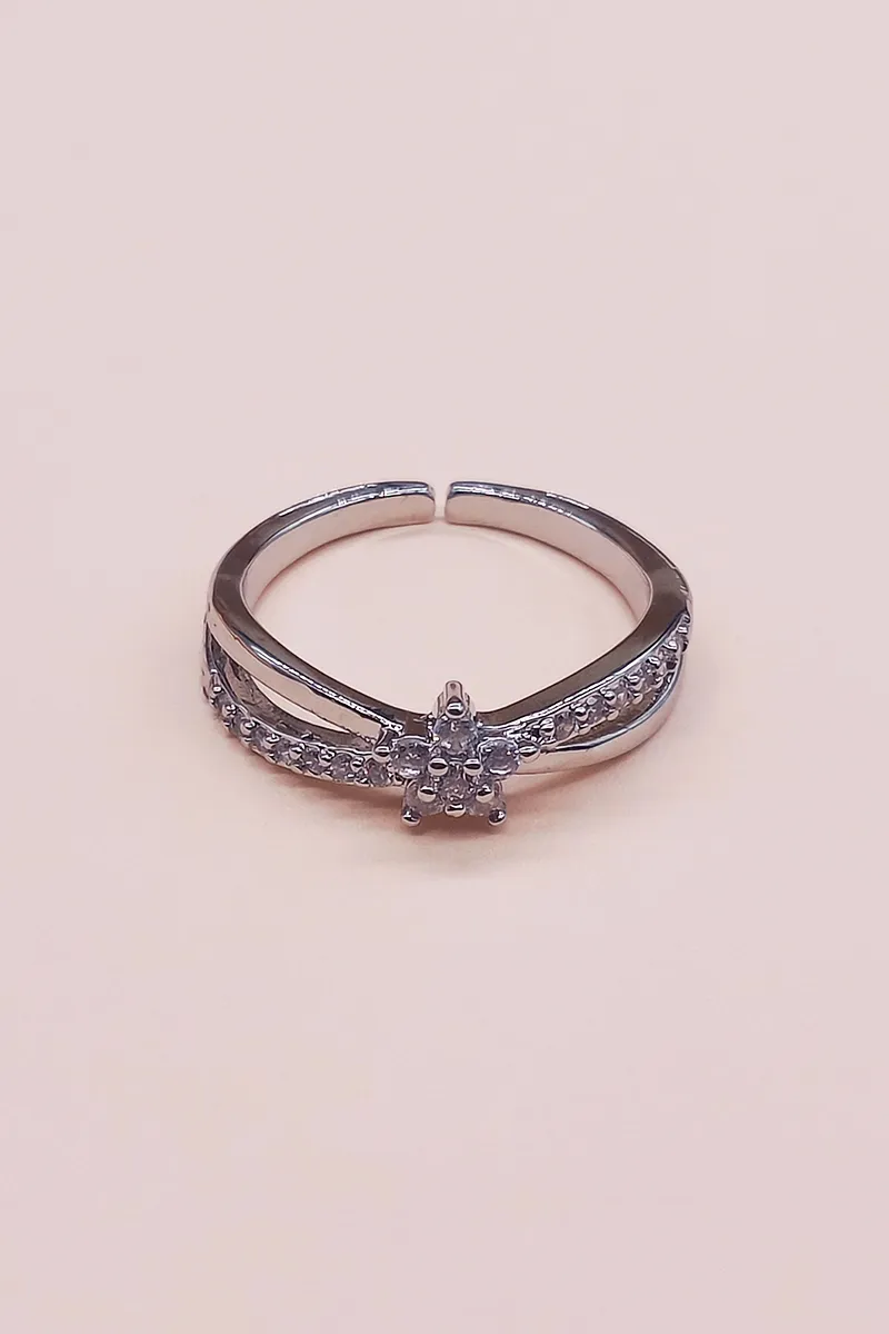 Flower Fashion Adjustable Ring for Women & Girls JWR00022SIL