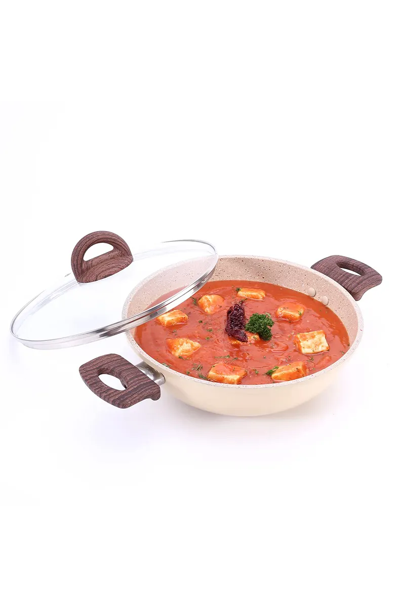 Wonderchef Aluminium Kadai with Lid, Ivory - 2.5 L / 24cm