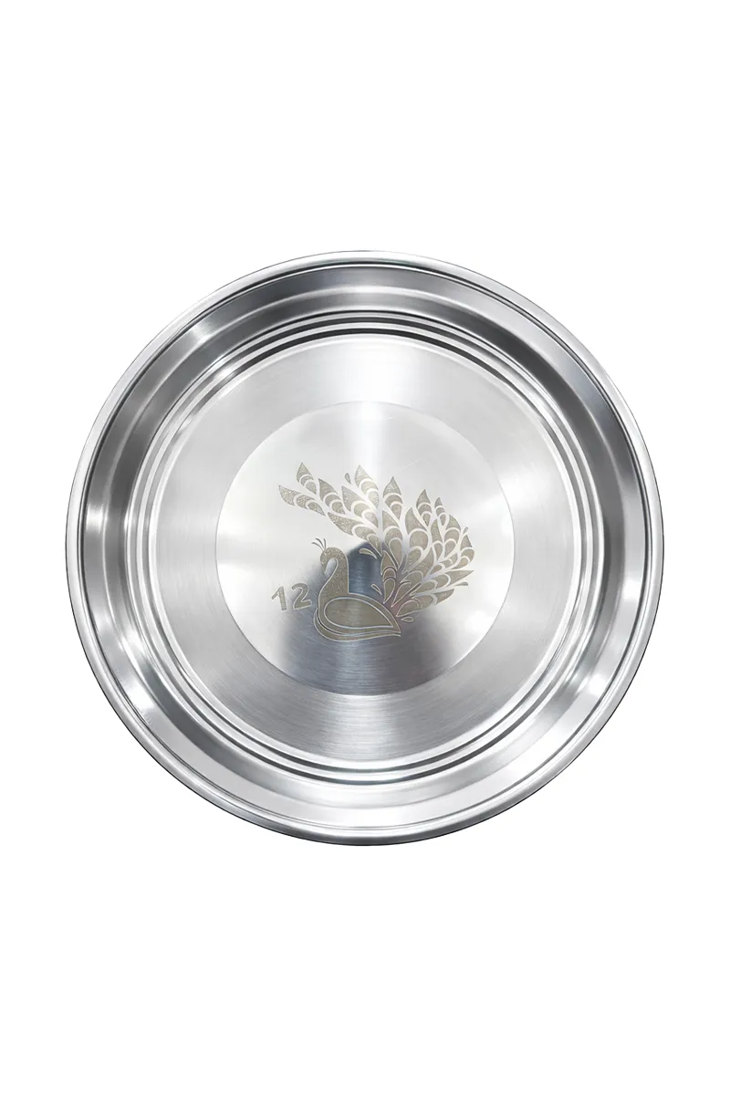 Stainless Steel Printed Rice Plate - Small - PORUR POHK1089PLASIL