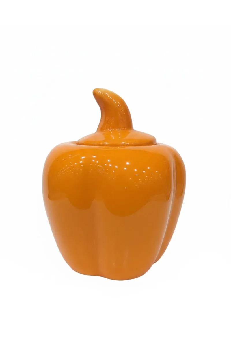Ceramic Capsicum Jar / Jaadi with Lid - Small