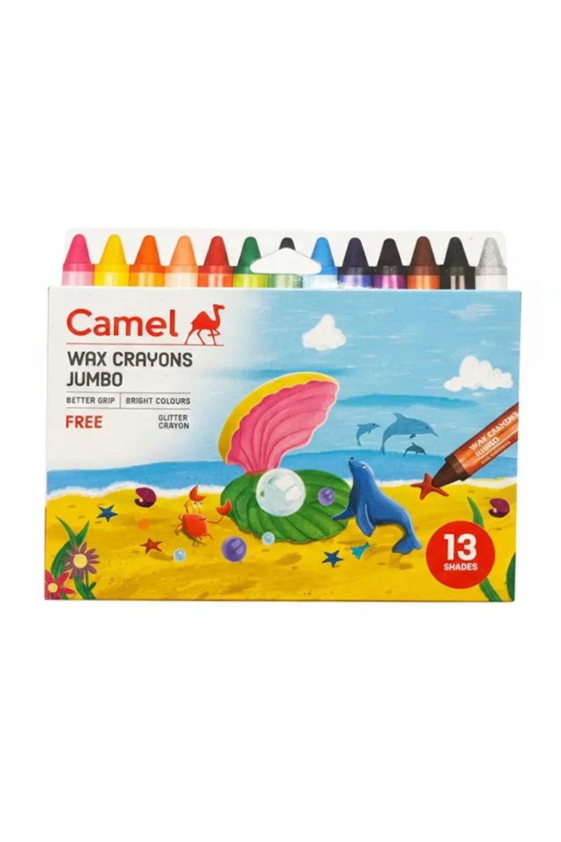 Camel Wax Crayons Jumbo - 12 + 1 Shades - PORUR