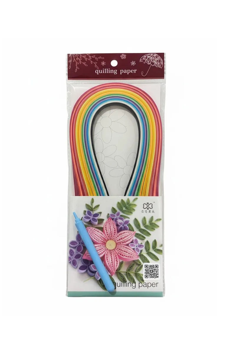 Quiling Paper Set with Pen, Multicolour - Pack of 1