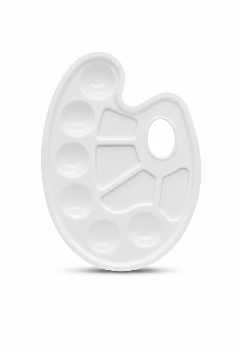 Oval Shaped Palette, White - 1pc - PORUR