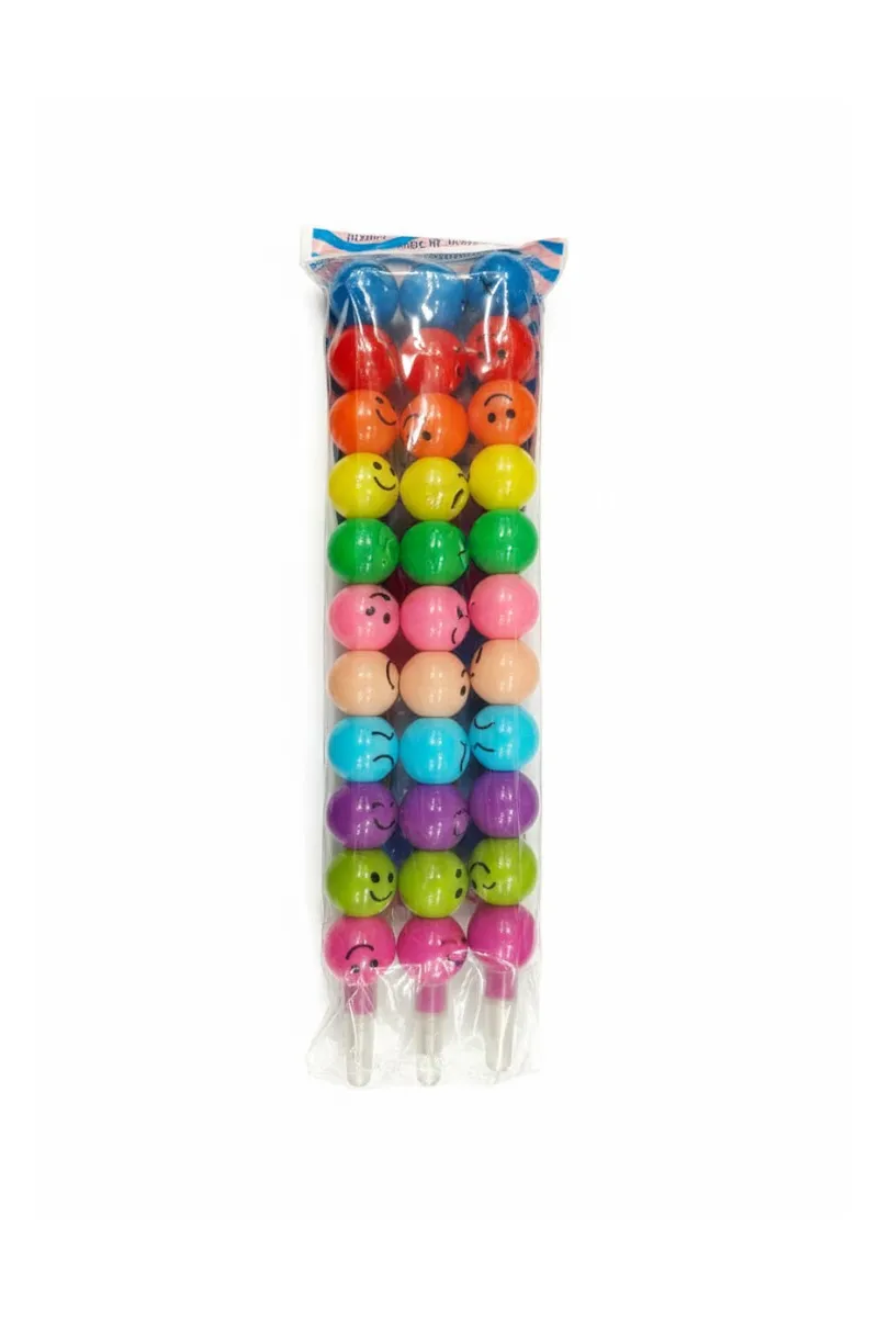 Round Smiley Design Stacking Pencil for Kids - 3 Pc