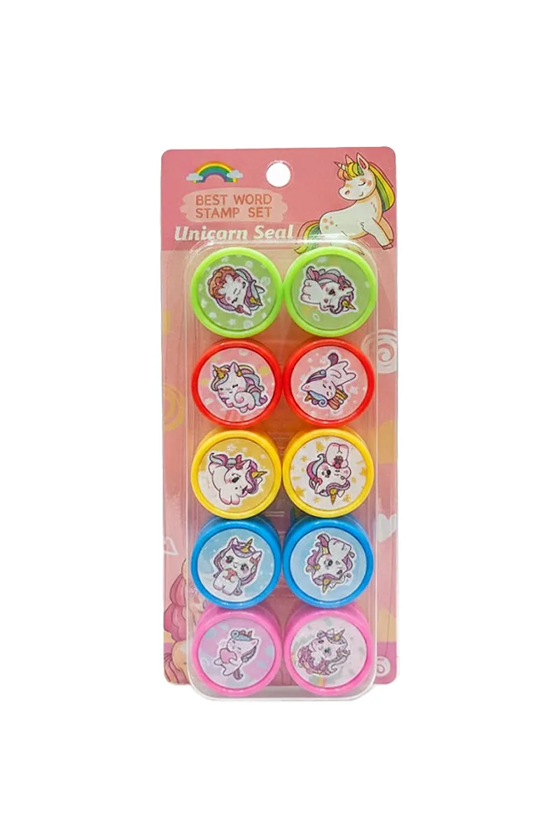 Unicorn Stamp Set, Multicolour - 10pc