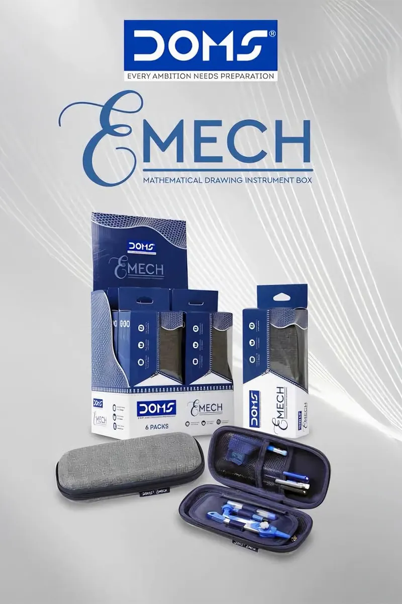 Doms E-Mech Mathematical Instrument Geometry Box - Grey