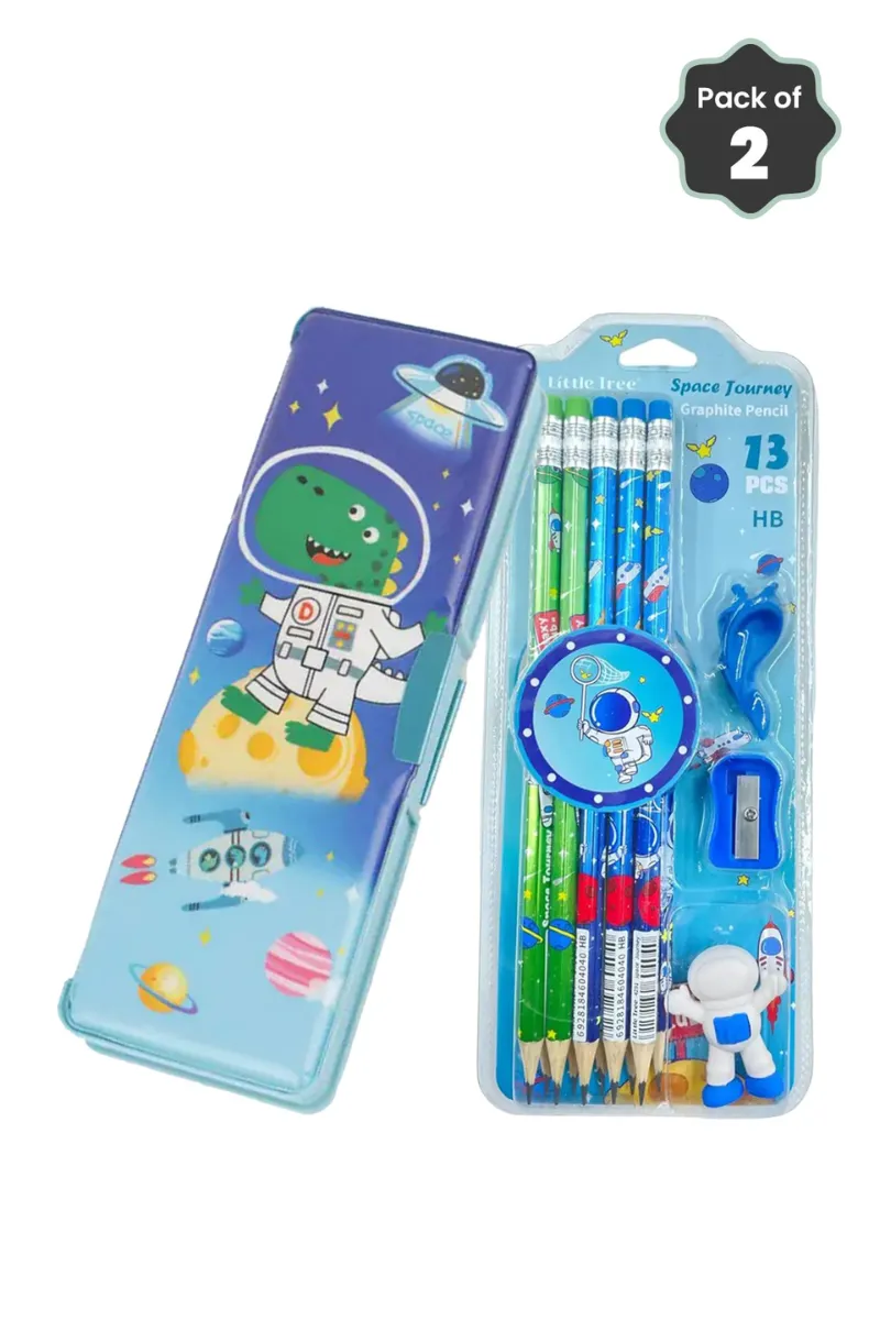 Space Themed Pencil Set + Vivin Space Pencil Box- Combo of 2 