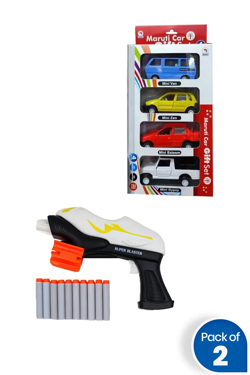 Kids Action Blaster With Maruti Car Gift Set – Combo of 2
