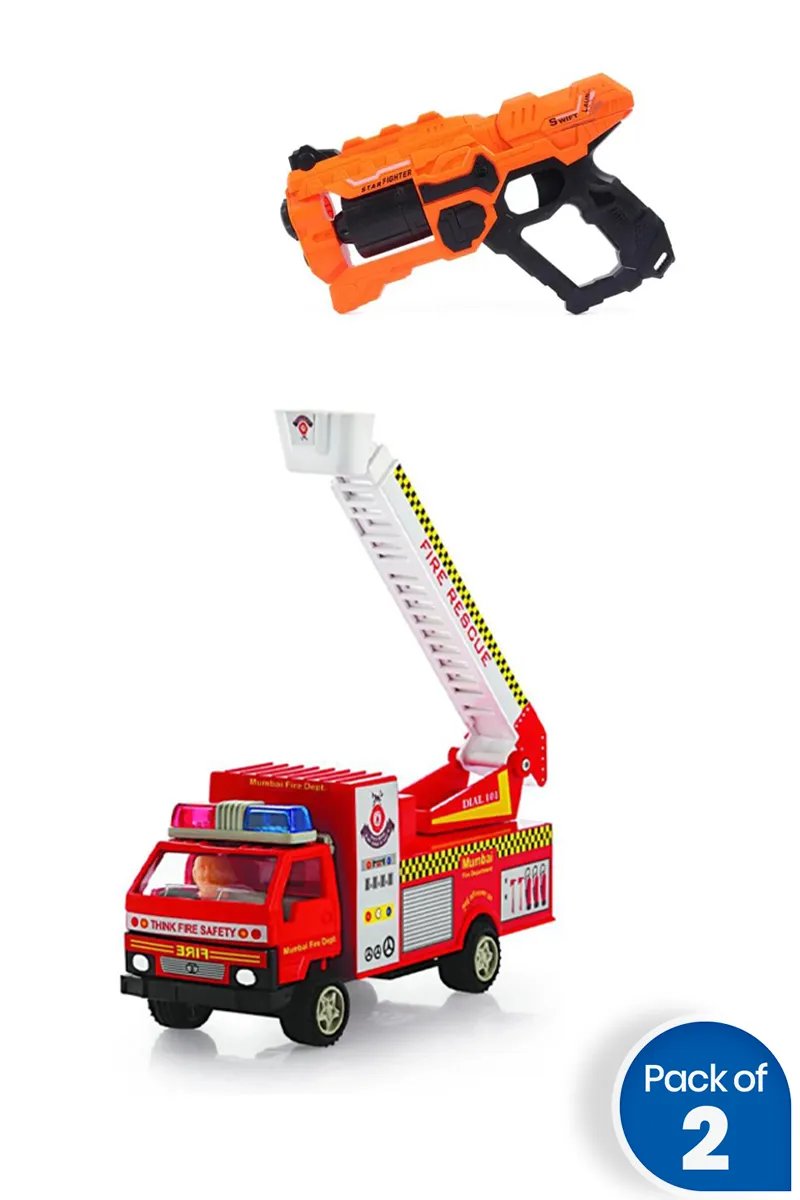 Action Blaster With Fire Rescue Truck - Combo of 2