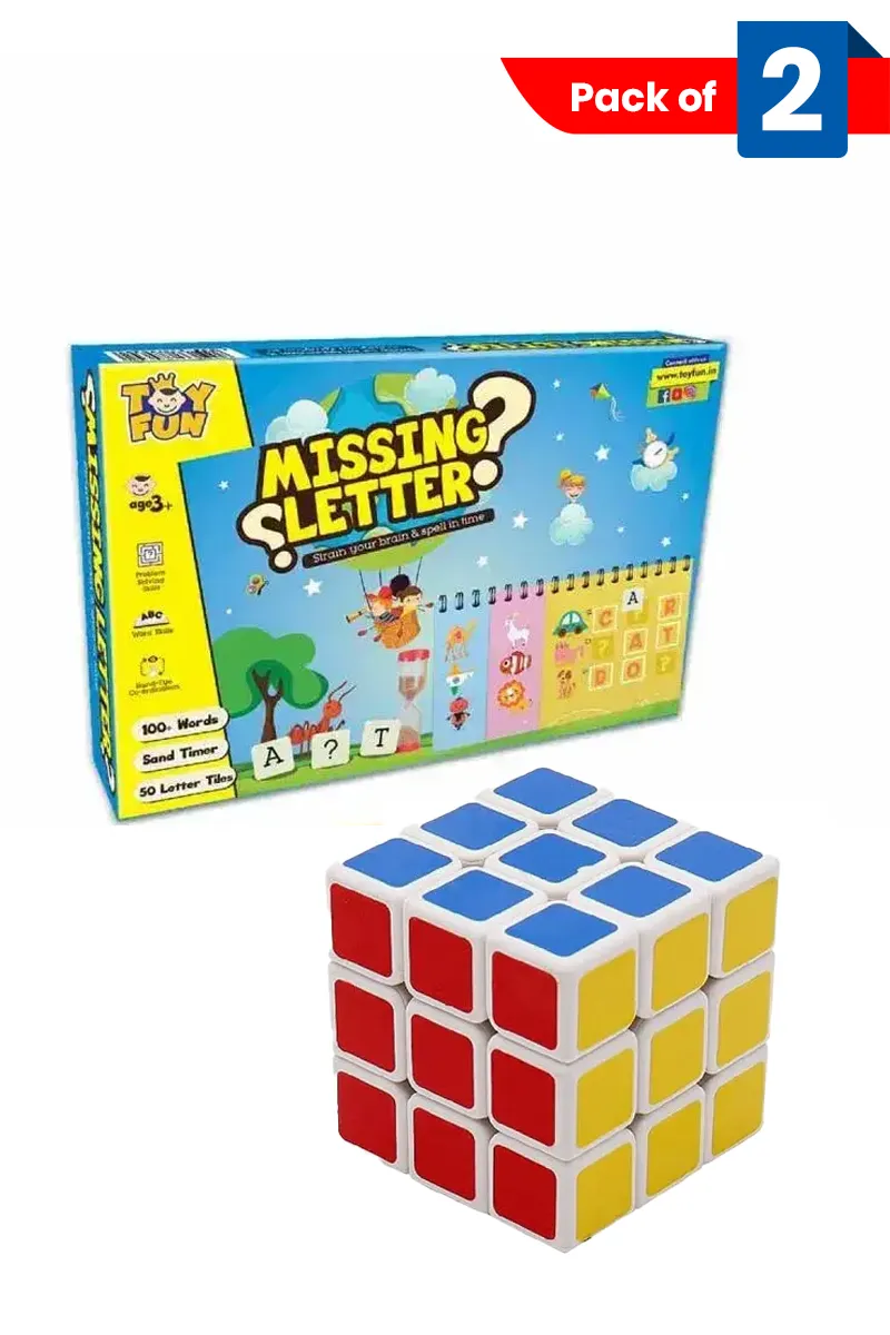 Missing Letter Game with Sand Timer & Magic 3x3x3 Rubik Square Cube 