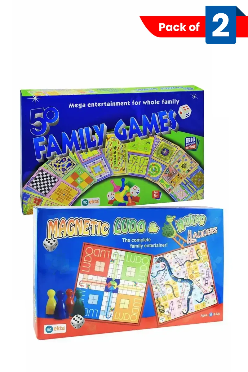50 In 1 Family Indoor Board Game + Magnetic Ludo Snakes and Ladders Board Game 