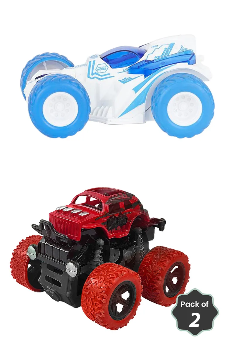 Friction Power Stunt Cars & 4WD 360 Degree Mini Monster Truck Combo