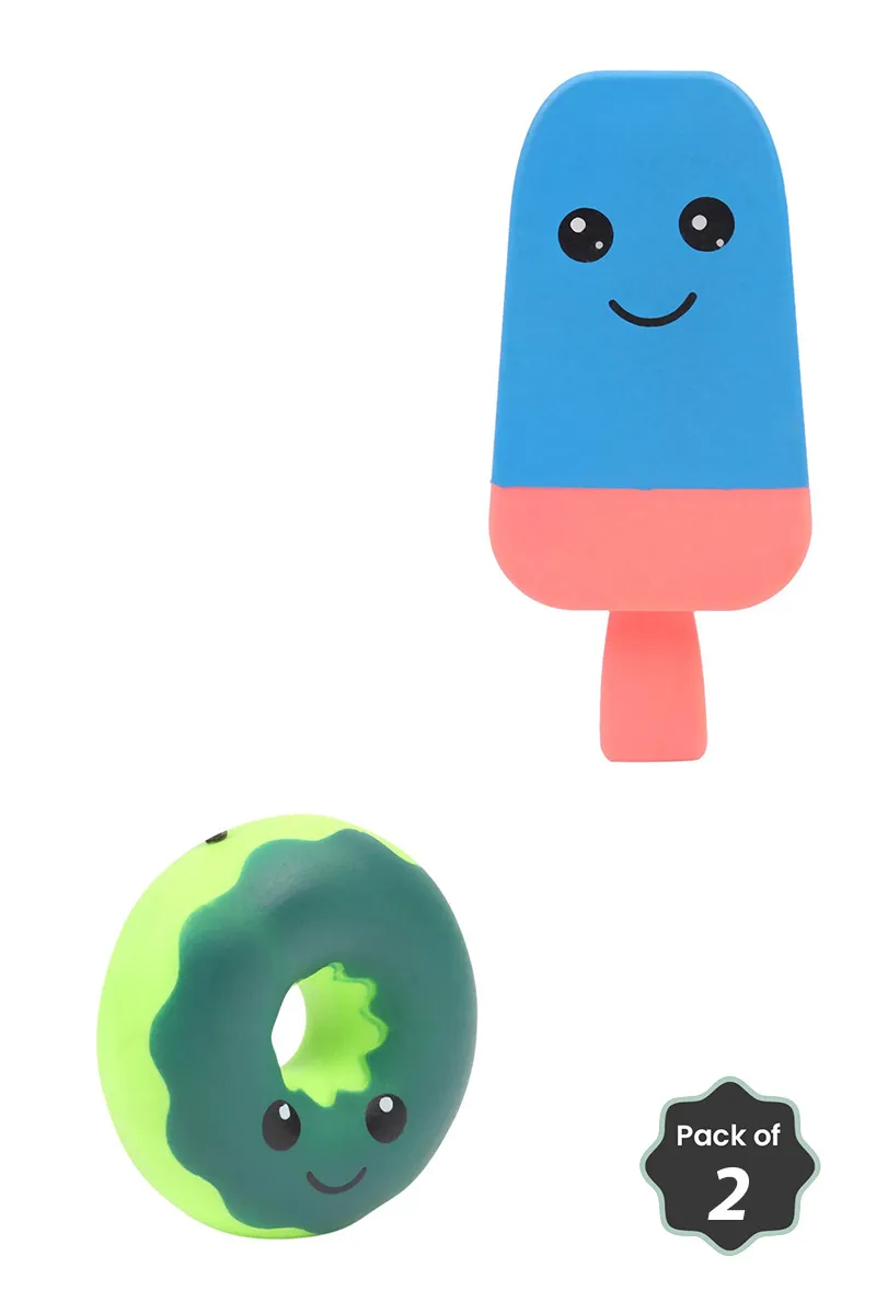 Squeezy Ice Cream Popsicle & Squeezy Donut Toys Combo 