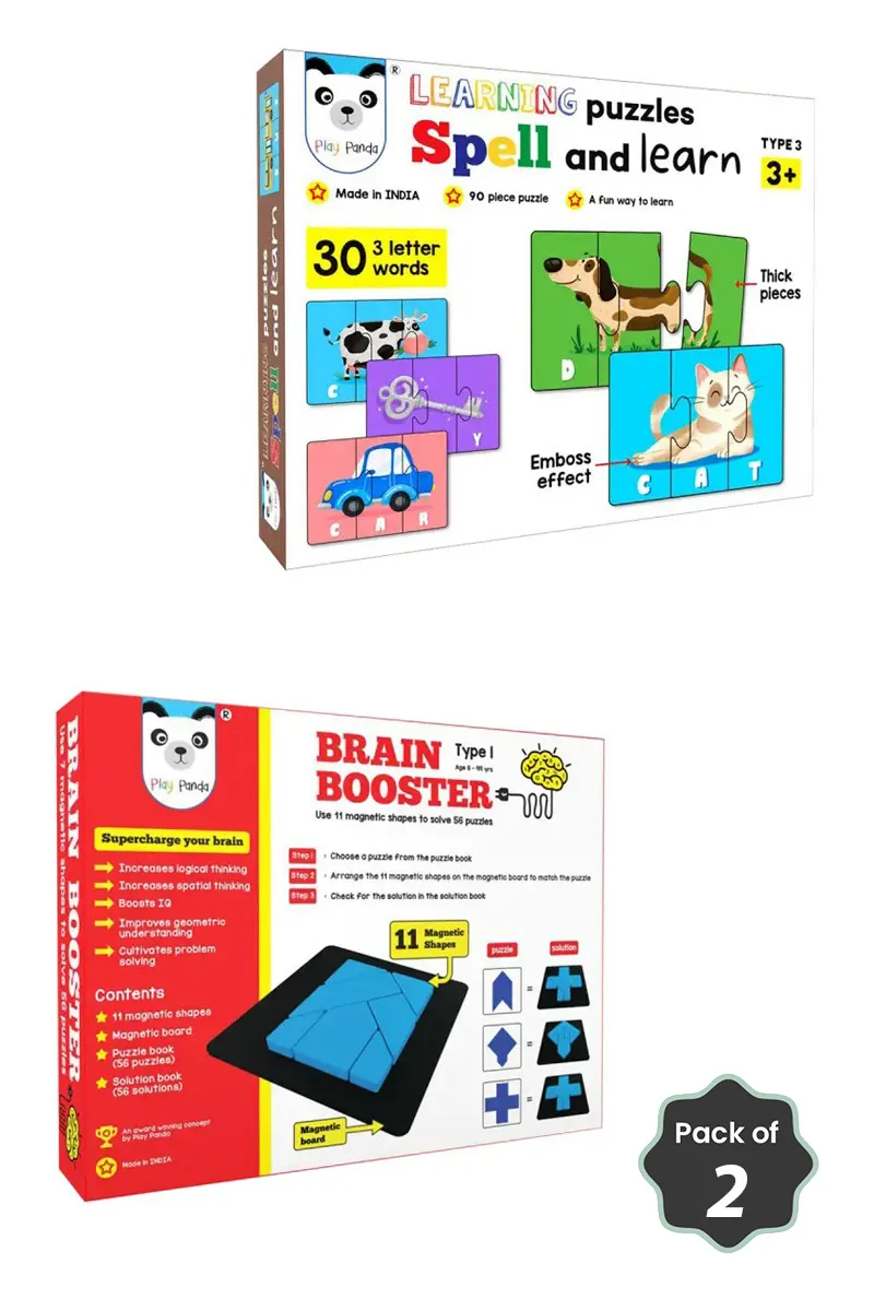 Spell & Learn Learning Puzzles + Magnetic Shapes Puzzles Combo