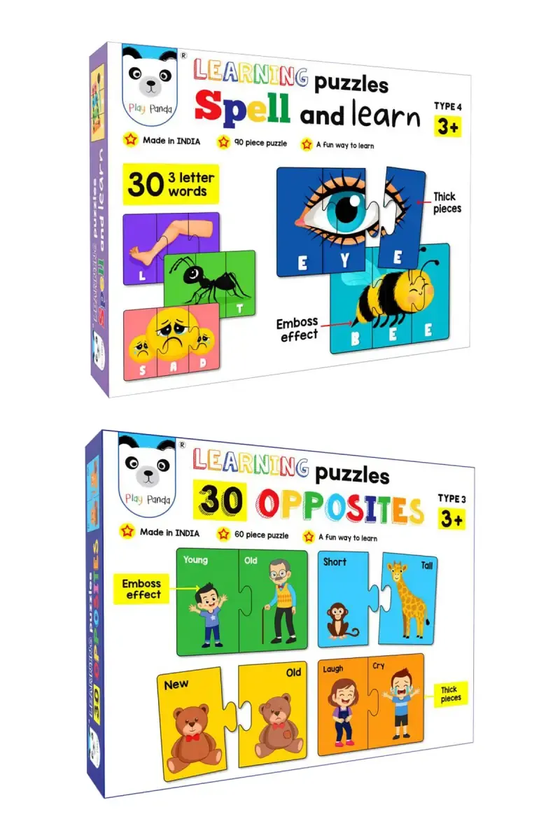 30 Opposite Words & 30 Spell and Learn Puzzles Combo