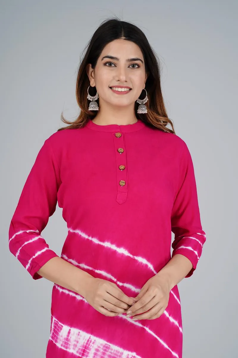 Rayon Tie & Dye Print Kurti for Women